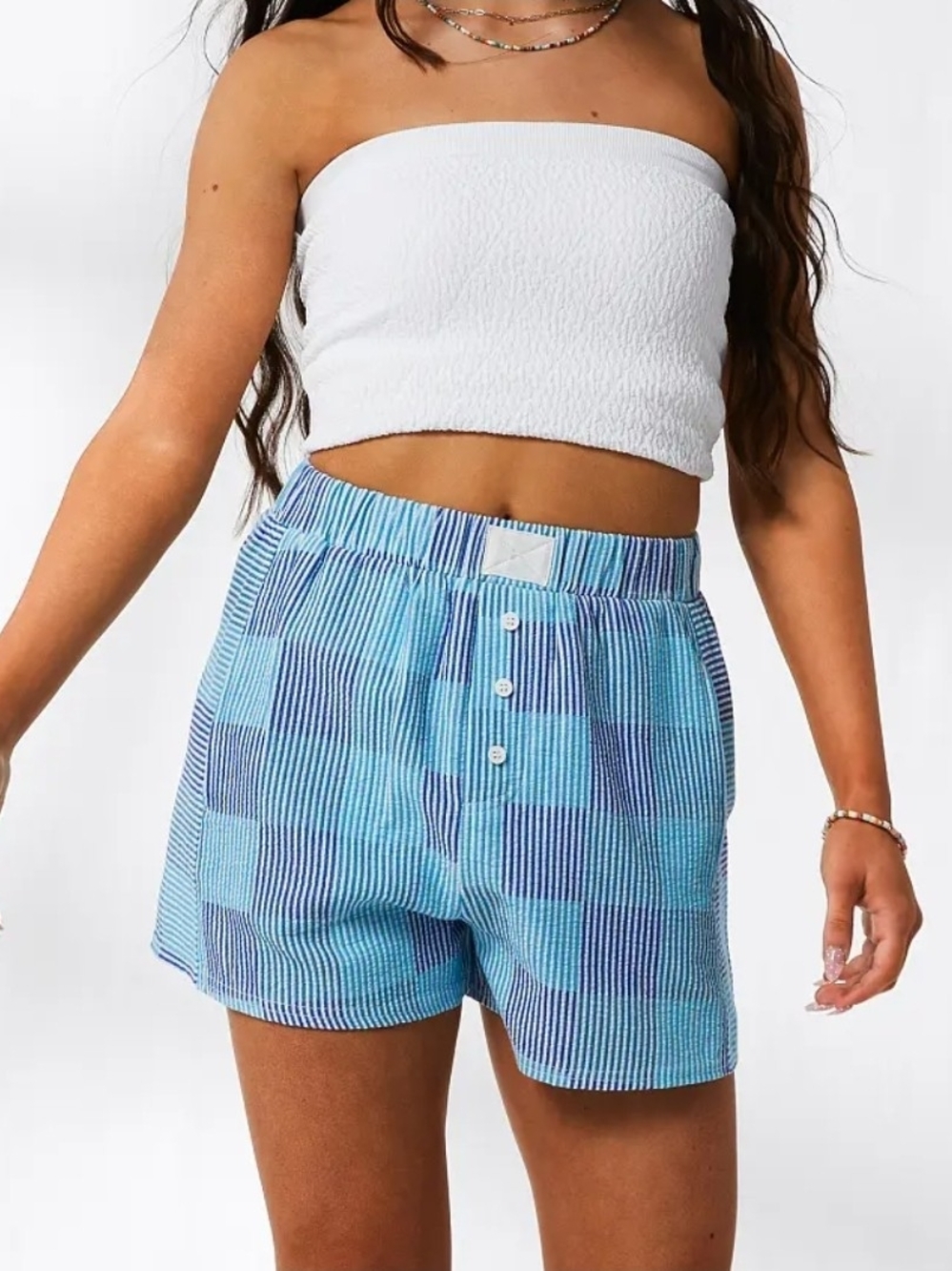 Buckle Teal & Blue Striped Boxer Short